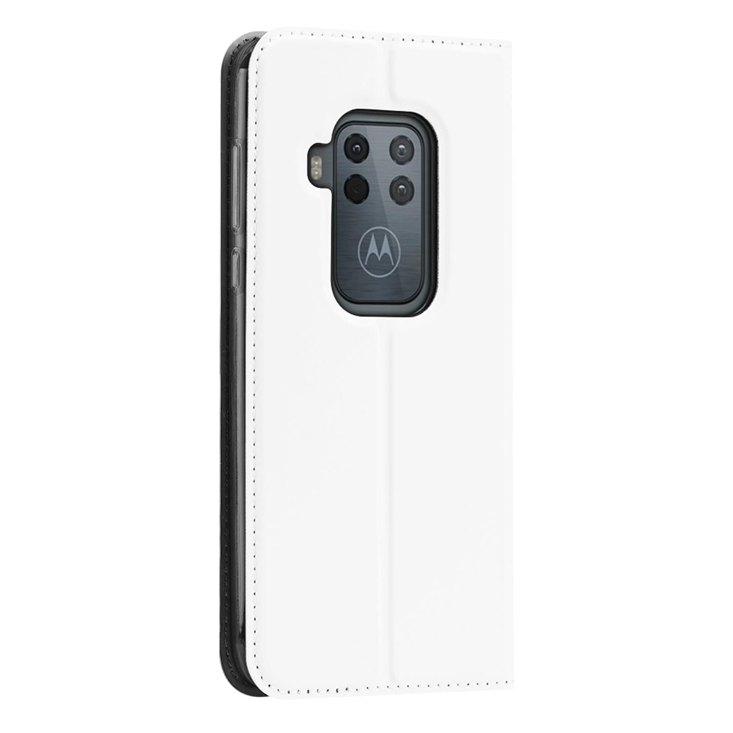 Bookcase Motorola One Zoom Hoesje Wit met Pashouder