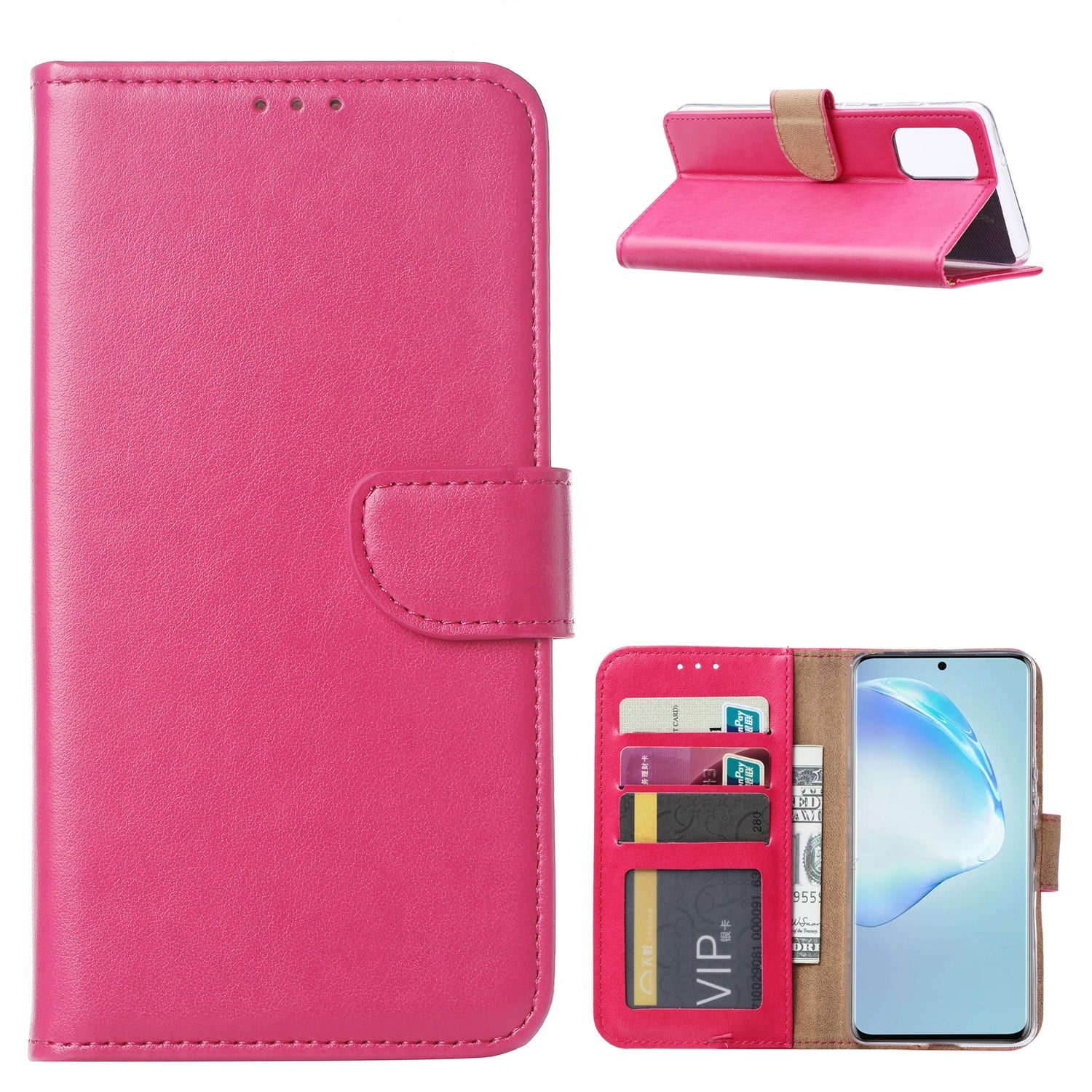 Bookcase Hoesje Samsung Galaxy S20 Roze met Pasjeshouder