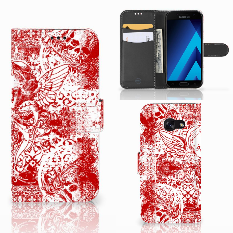 Telefoonhoesje met Naam Samsung Galaxy A5 2017 Angel Skull Rood