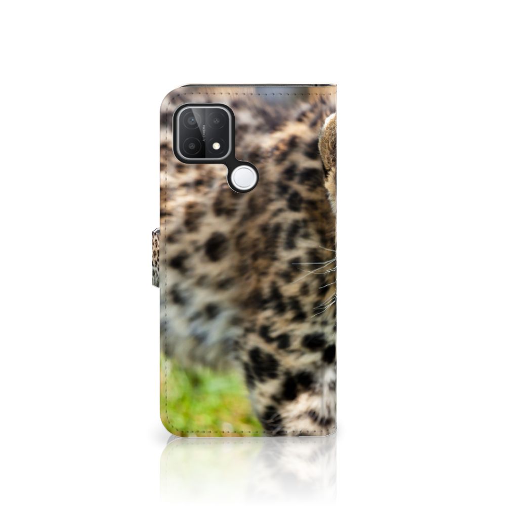 OPPO A15 Telefoonhoesje met Pasjes Baby Luipaard