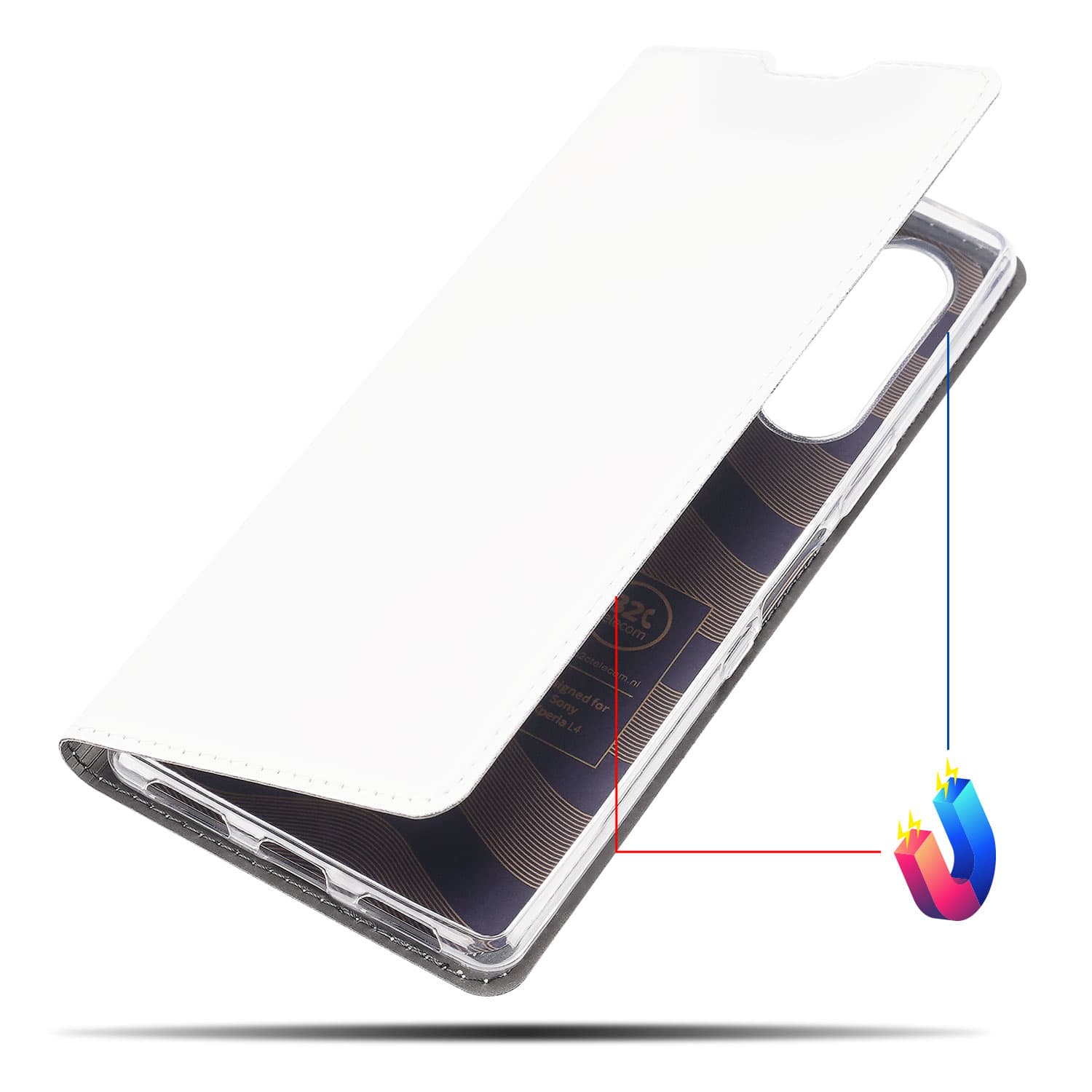 Wallet Book Case Sony Xperia L4 Hoesje Wit met Pashouder