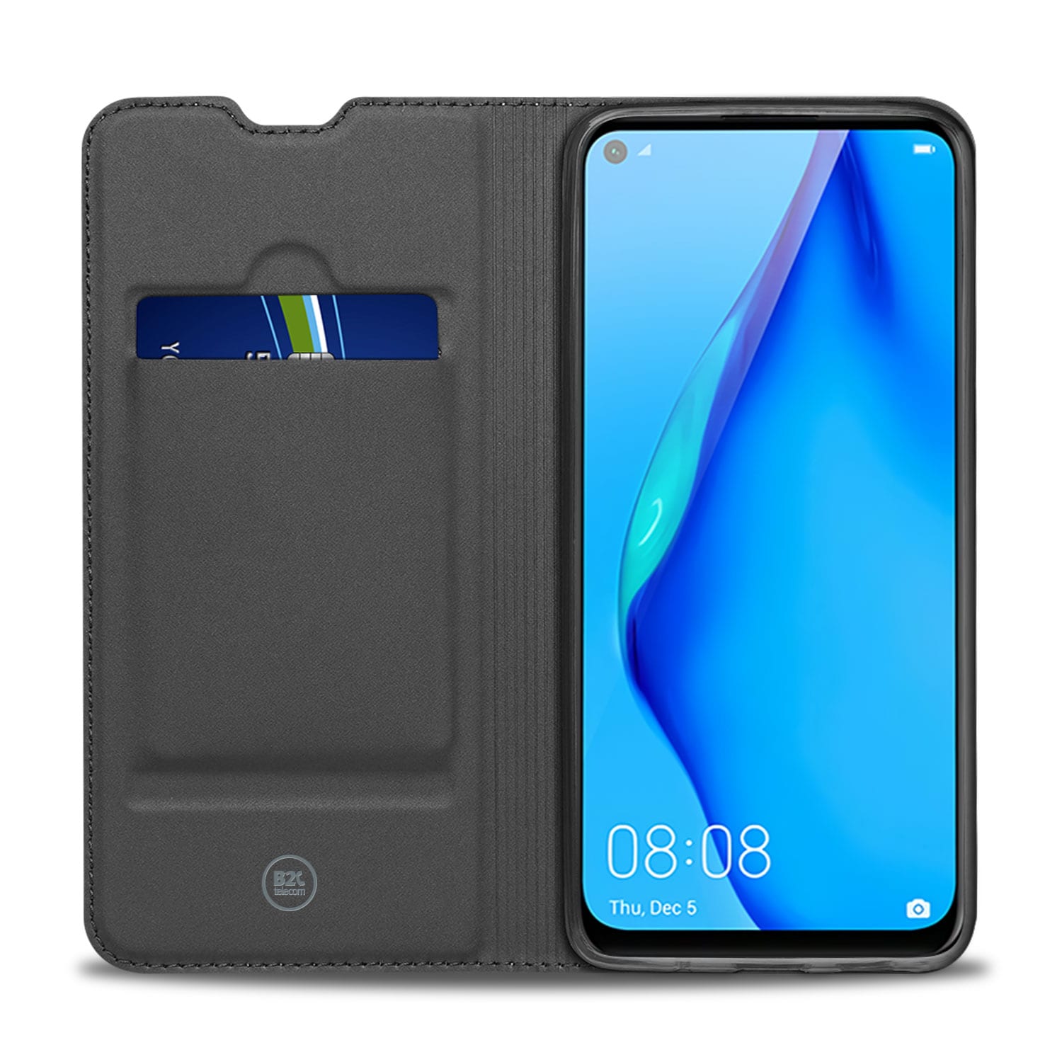 Huawei P40 Lite Book Case Hoesje Wit met Pashouder