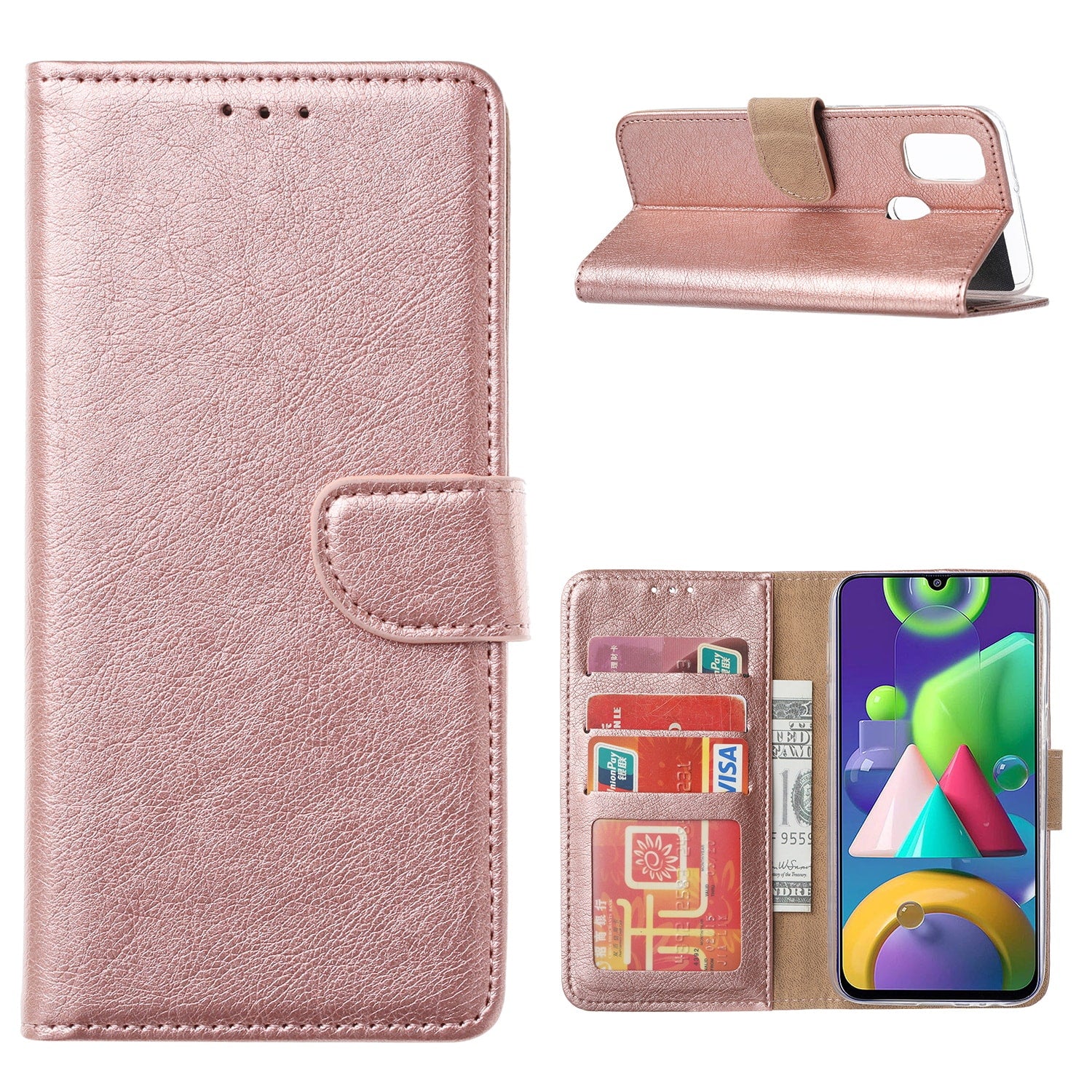 Galaxy A41 Flip Cover Ros��kleurig met Pasjeshouder