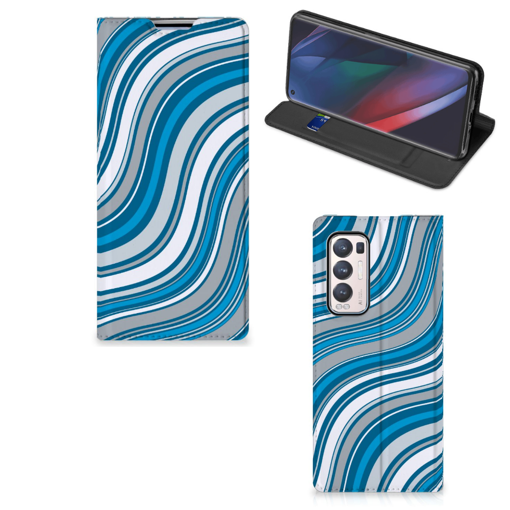 OPPO Find X3 Neo Hoesje met Magneet Waves Blue - B2C Telecom