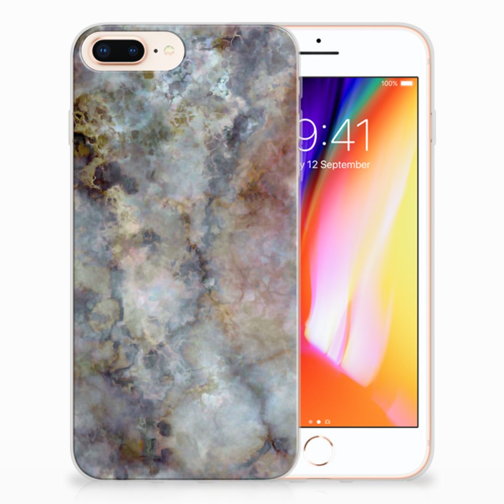 Apple iPhone 7 Plus | 8 Plus TPU Siliconen Hoesje Marmer Grijs