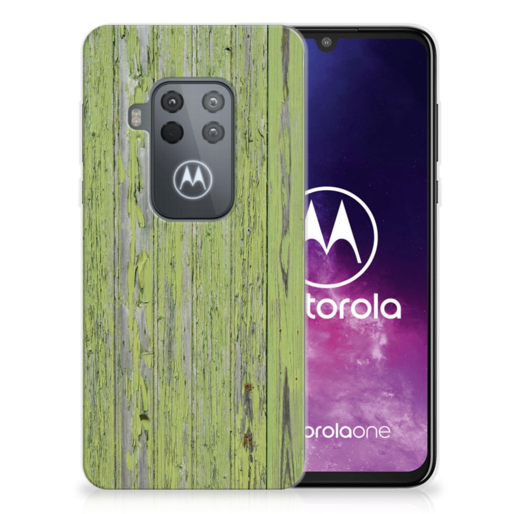 Motorola One Zoom Bumper Hoesje Green Wood