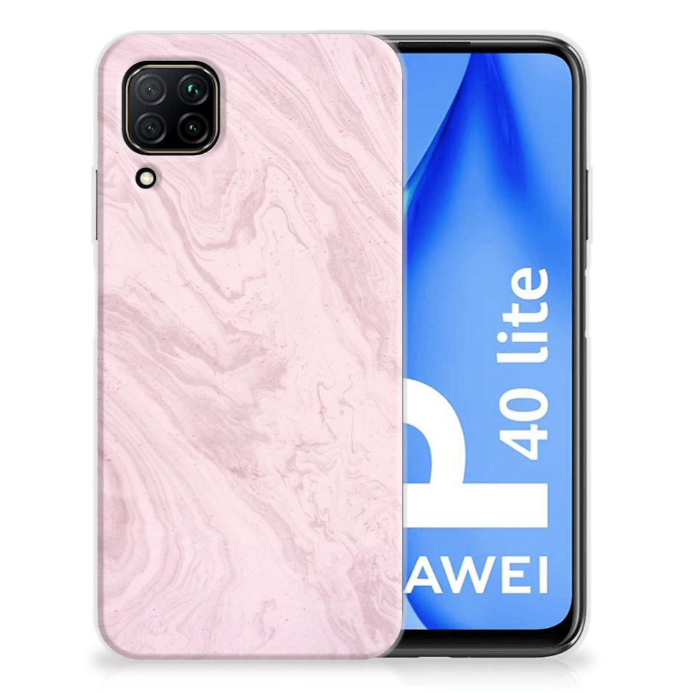 Huawei P40 Lite TPU Siliconen Hoesje Marble Pink - Origineel Cadeau Vriendin