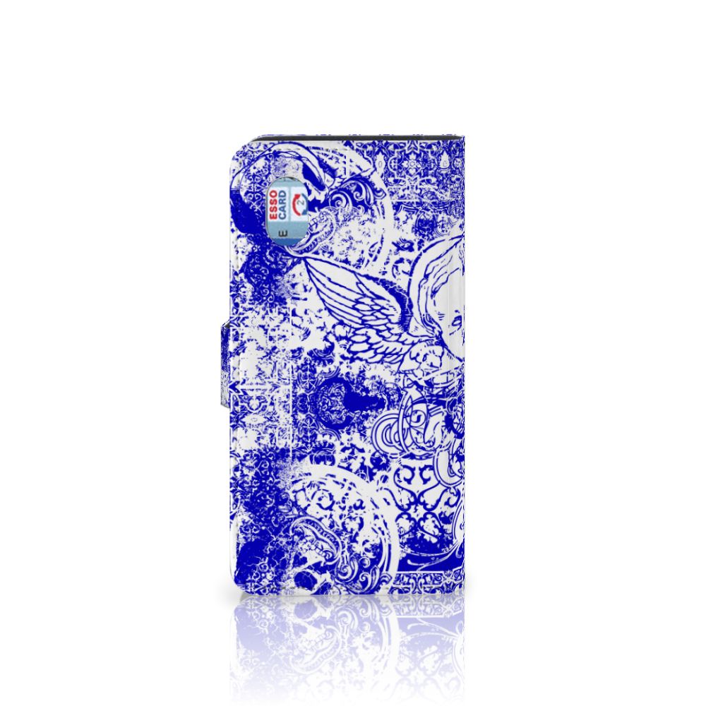 Telefoonhoesje met Naam Alcatel 1B (2020) Angel Skull Blauw