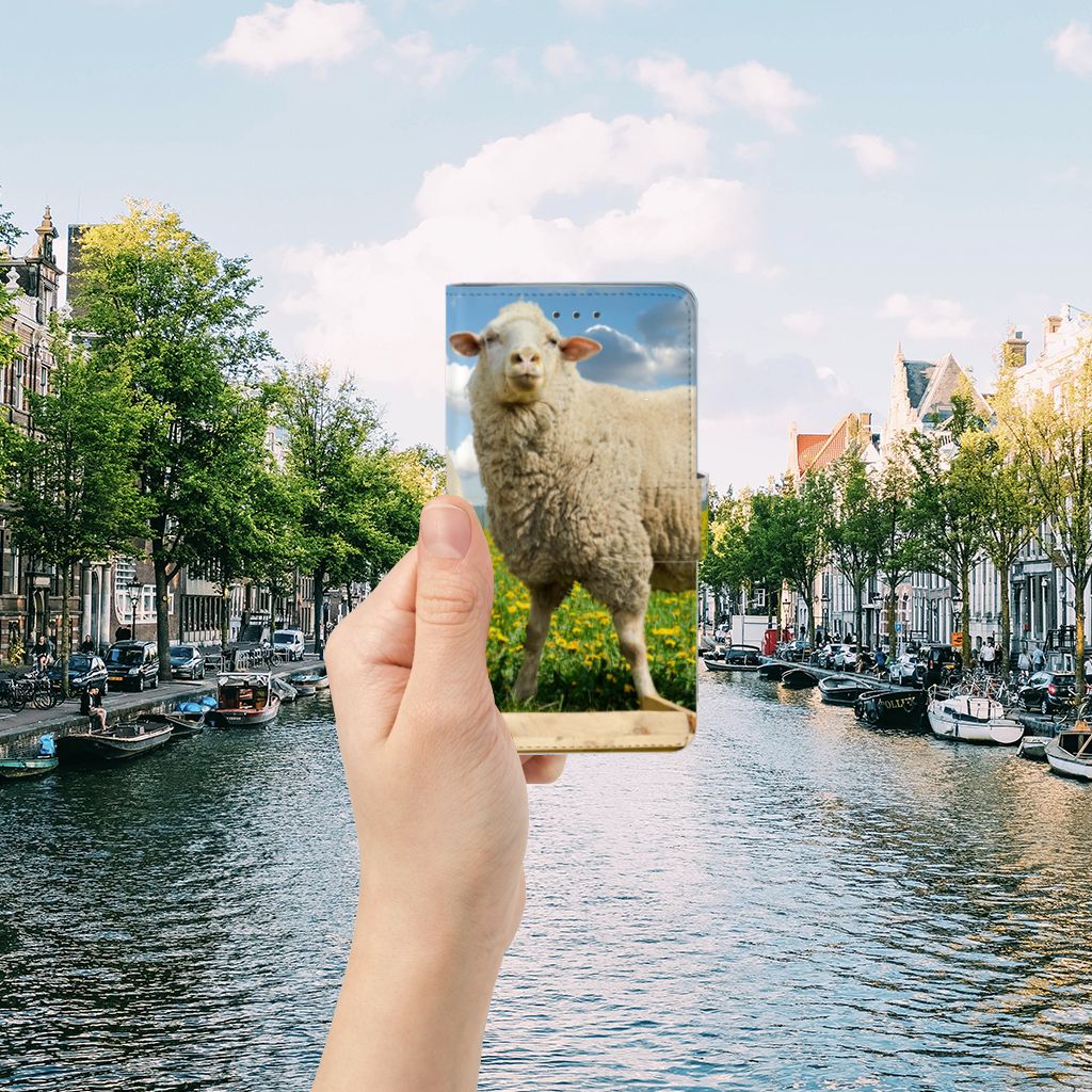 Samsung Galaxy J7 2016 Telefoonhoesje met Pasjes Schaap en Lammetje