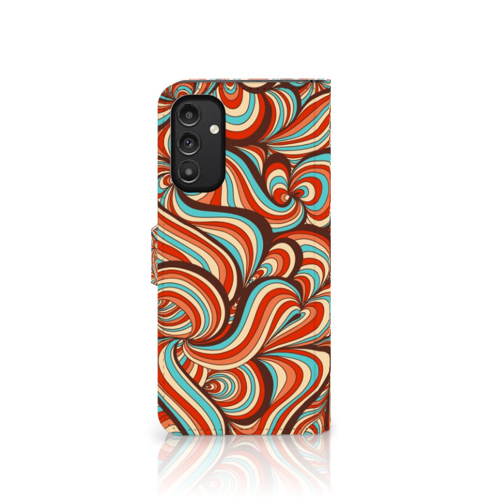 Samsung Galaxy A14 5G Hoesje Retro met een kleurrijk, artistiek design van wervelende patronen.