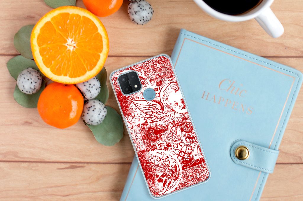 Silicone Back Case OPPO A15 Angel Skull Rood B2C Telecom