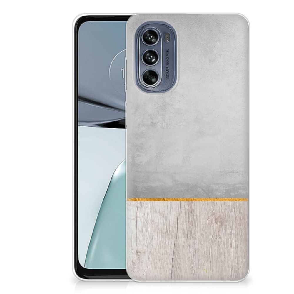 Motorola Moto G62 5G Bumper Hoesje Wood Concrete