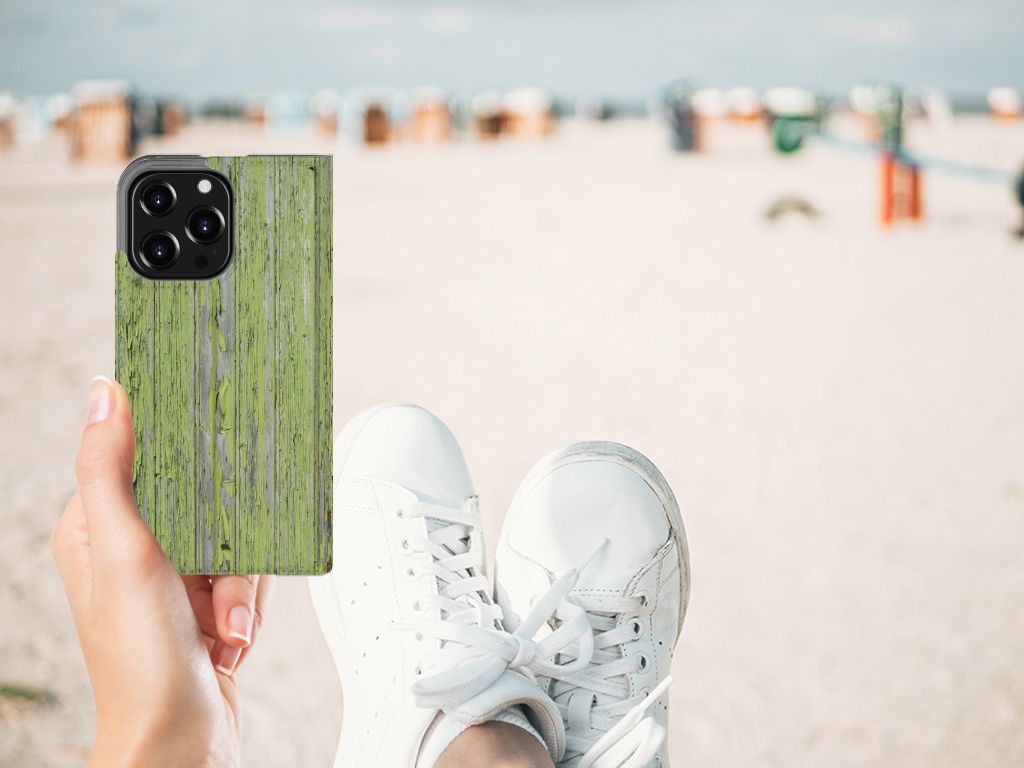 iPhone 13 Pro Book Wallet Case Green Wood - B2C Telecom