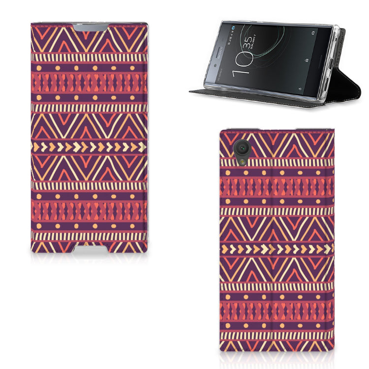 Sony Xperia L1 Hoesje met Magneet Aztec Paars