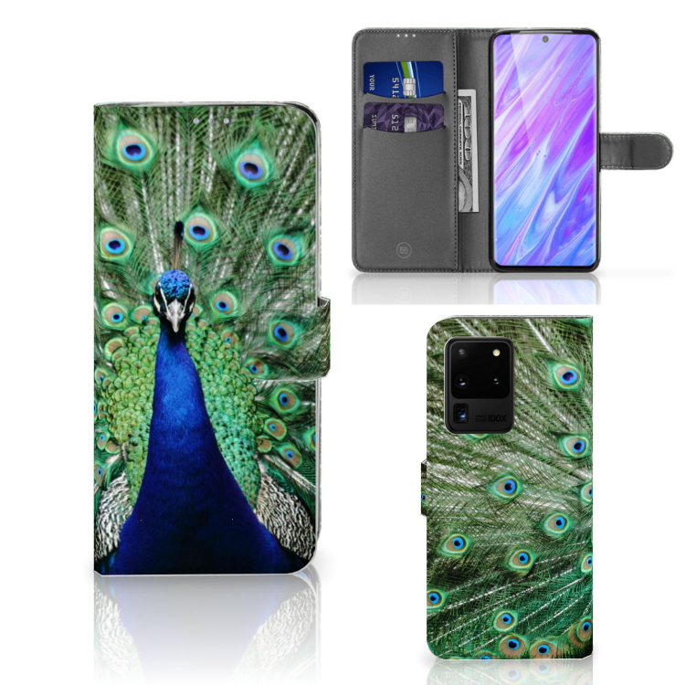 Samsung Galaxy S20 Ultra Telefoonhoesje met Pasjes Pauw