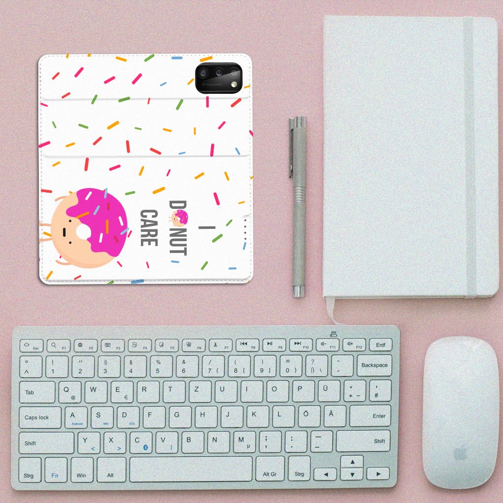 Samsung Galaxy A41 Flip Style Cover Donut Roze - B2C Telecom