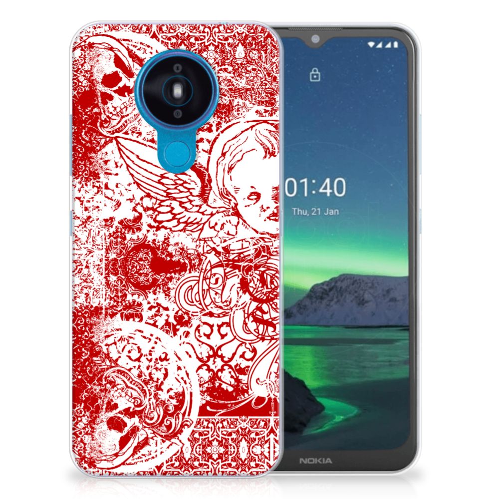 Silicone Back Case Nokia 1.4 Angel Skull Rood