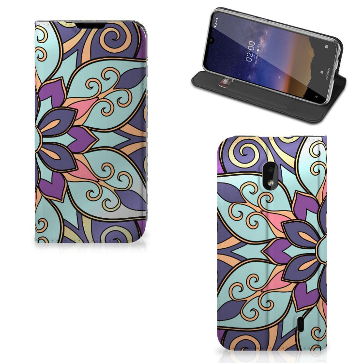 Nokia 2.2 Smart Cover Purple Flower