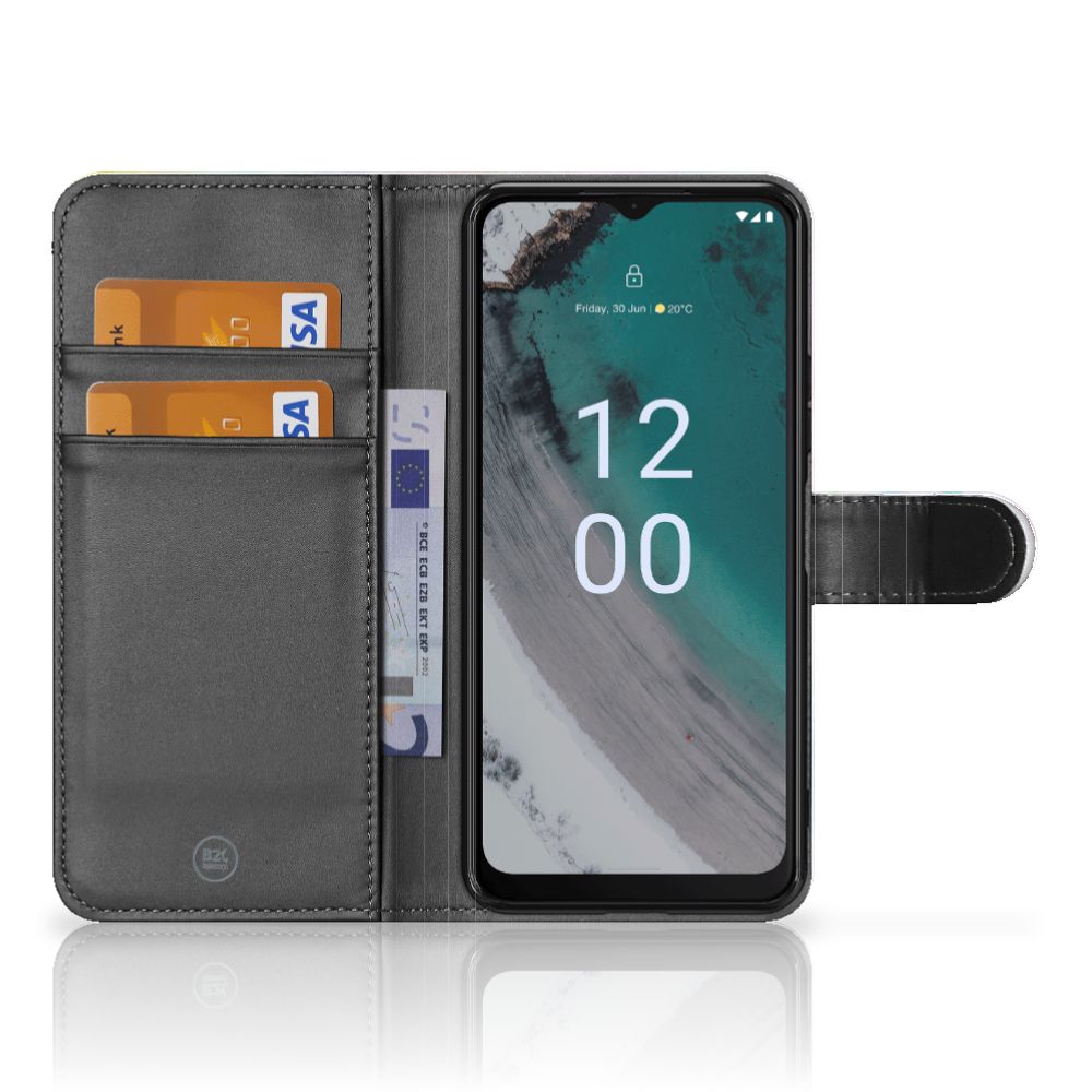 Hoesje Nokia C32 Watercolor Light met pasjeshouder en kleurrijk design.