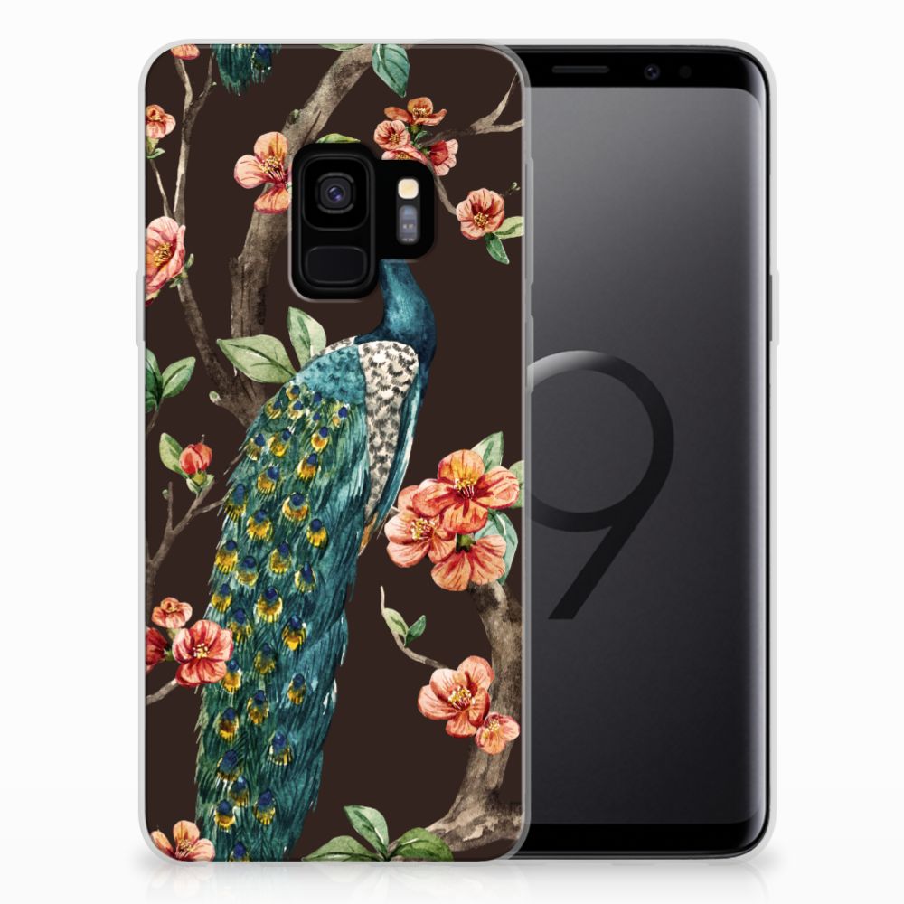 Samsung Galaxy S9 TPU Hoesje Pauw met Bloemen