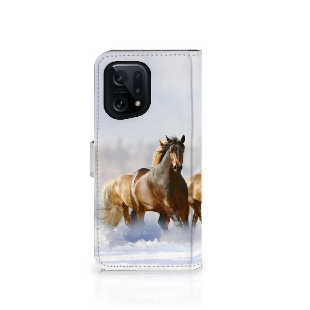 OPPO Find X5 Telefoonhoesje met Pasjes Paarden