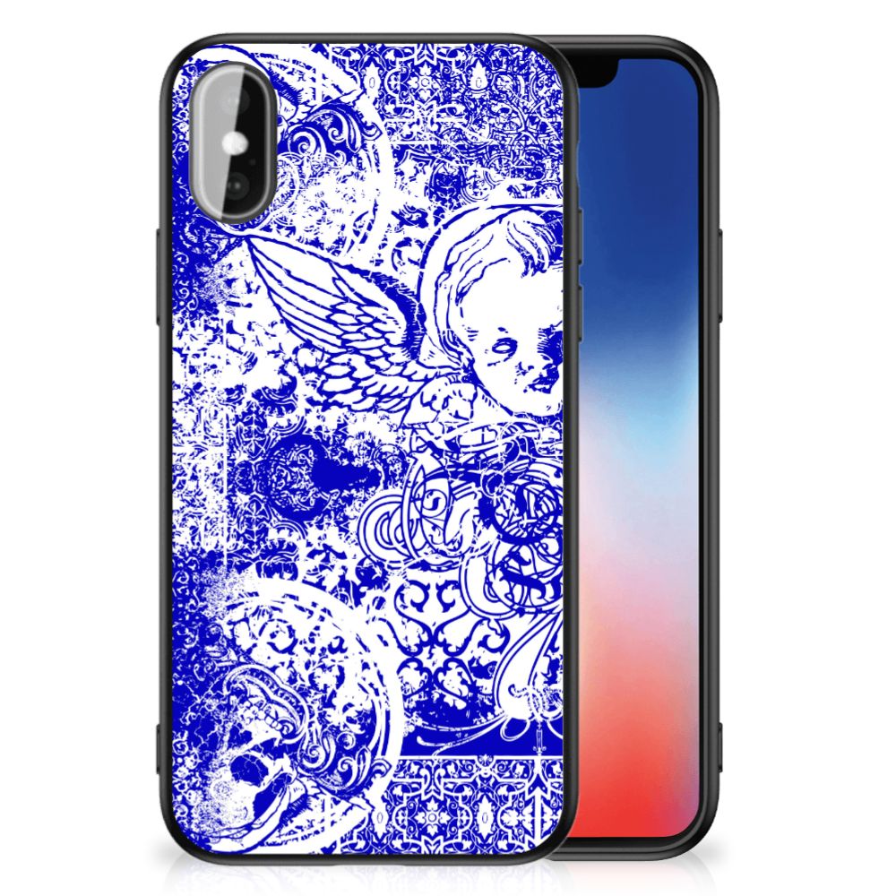 Telefoonhoesje iPhone X | Xs Angel Skull Blauw