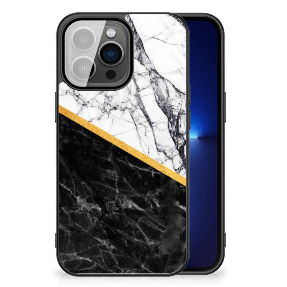 iPhone 13 Pro Marmeren Print Telefoonhoesje Marmer Wit Zwart - Origineel Cadeau Man B2C Telecom