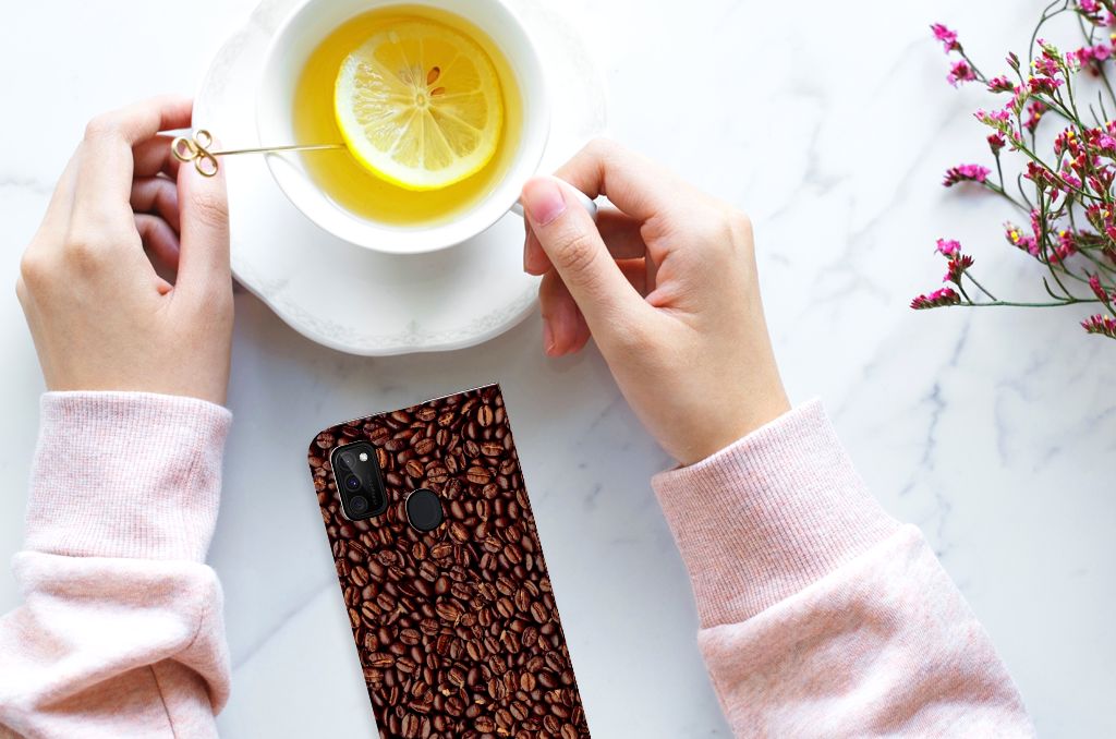 Samsung Galaxy M30s | M21 Flip Style Cover Koffiebonen - B2C Telecom