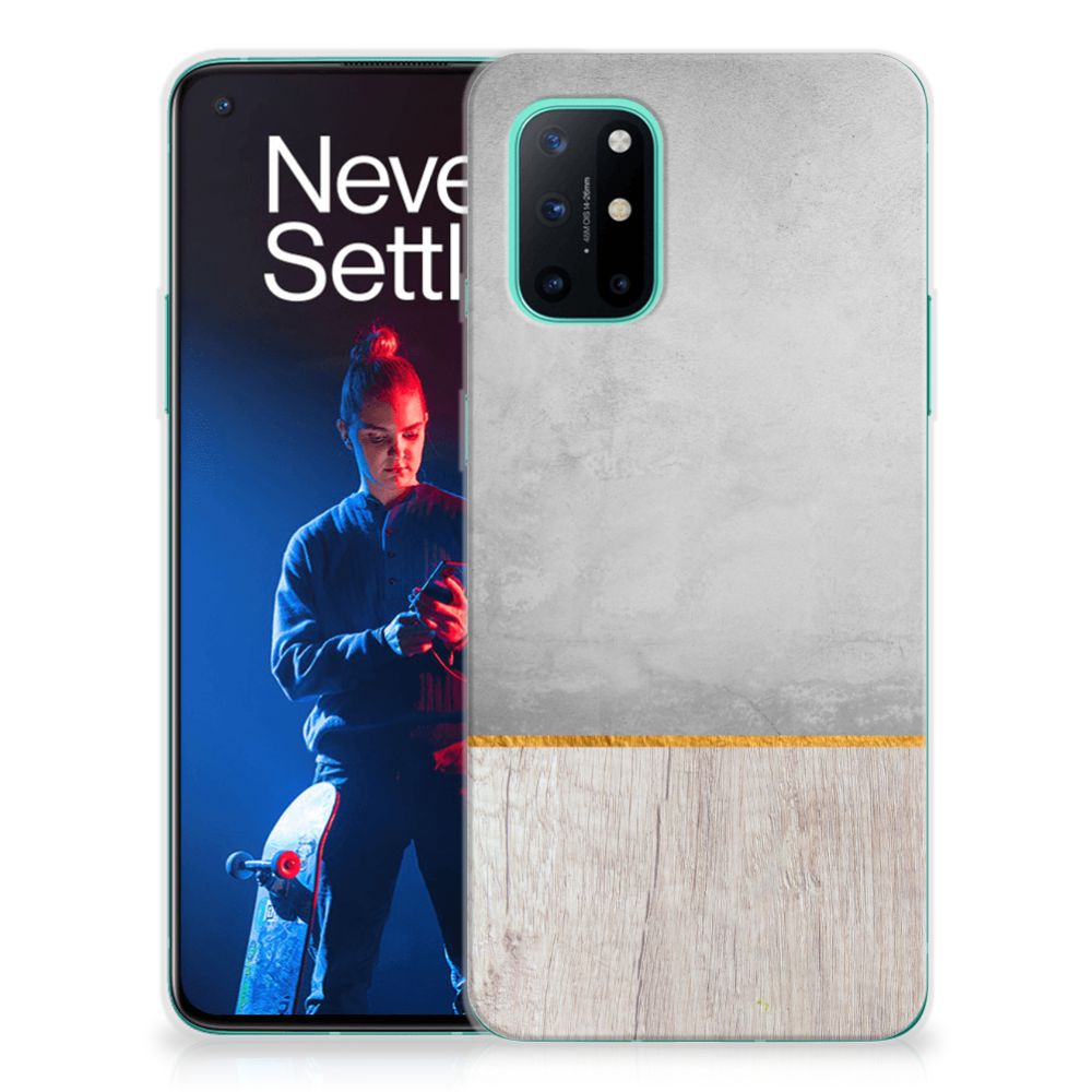 OnePlus 8T Bumper Hoesje Wood Concrete