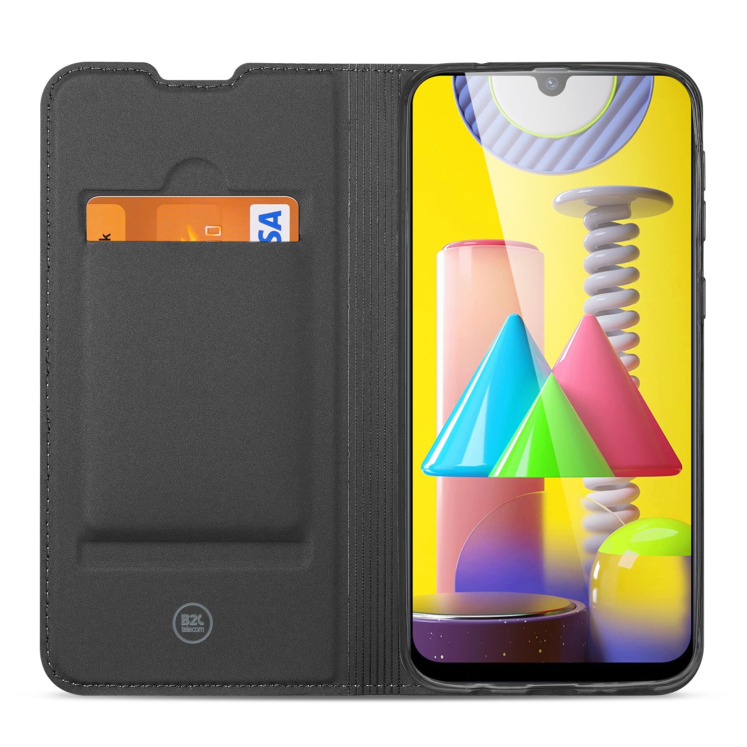 Samsung Galaxy M31 Stand Case Hoesje Wit met Pashouder