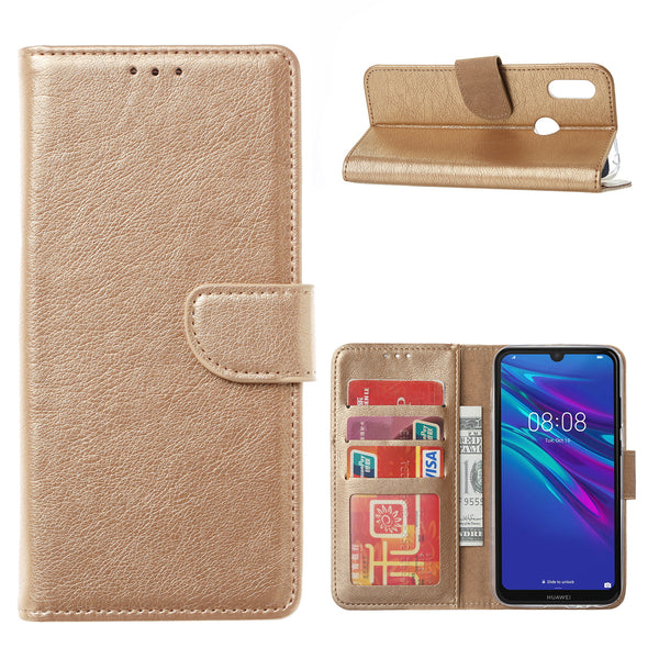 Bookcase Huawei Y6 (2019) Goud met Pasjeshouder