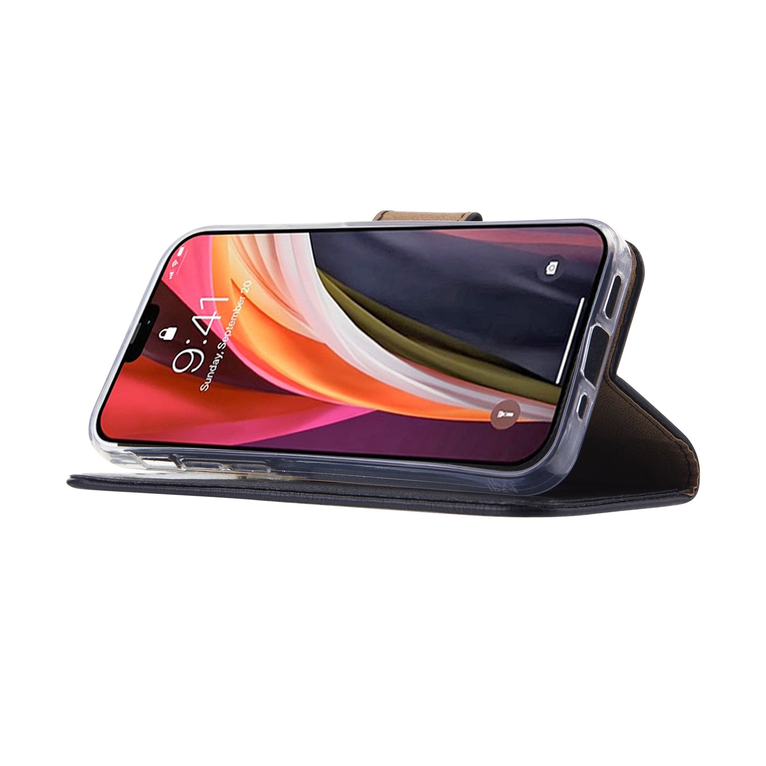 iPhone 12 Mini Bookcase Zwart met Pasjeshouder