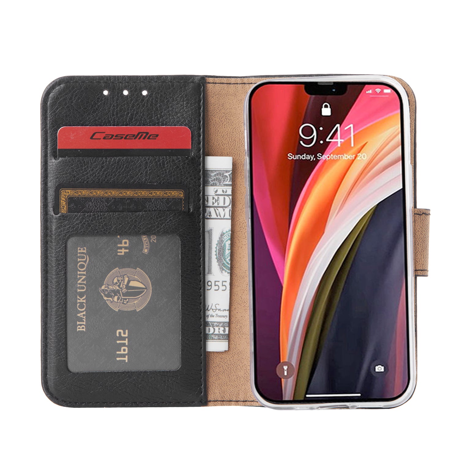 iPhone 12 Mini Bookcase Zwart met Pasjeshouder