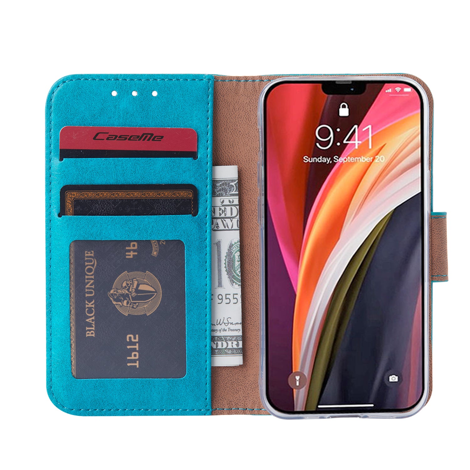 Bookcase iPhone 12 Mini Turquoise met Standaard