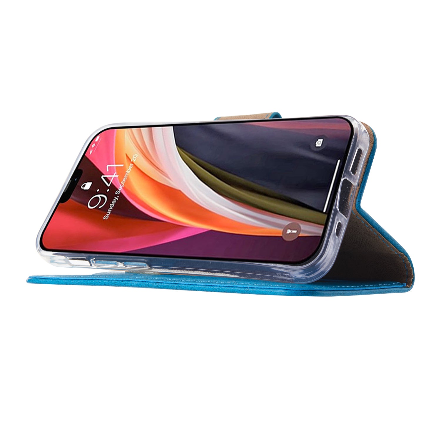 Bookcase iPhone 12 Mini Turquoise met Standaard