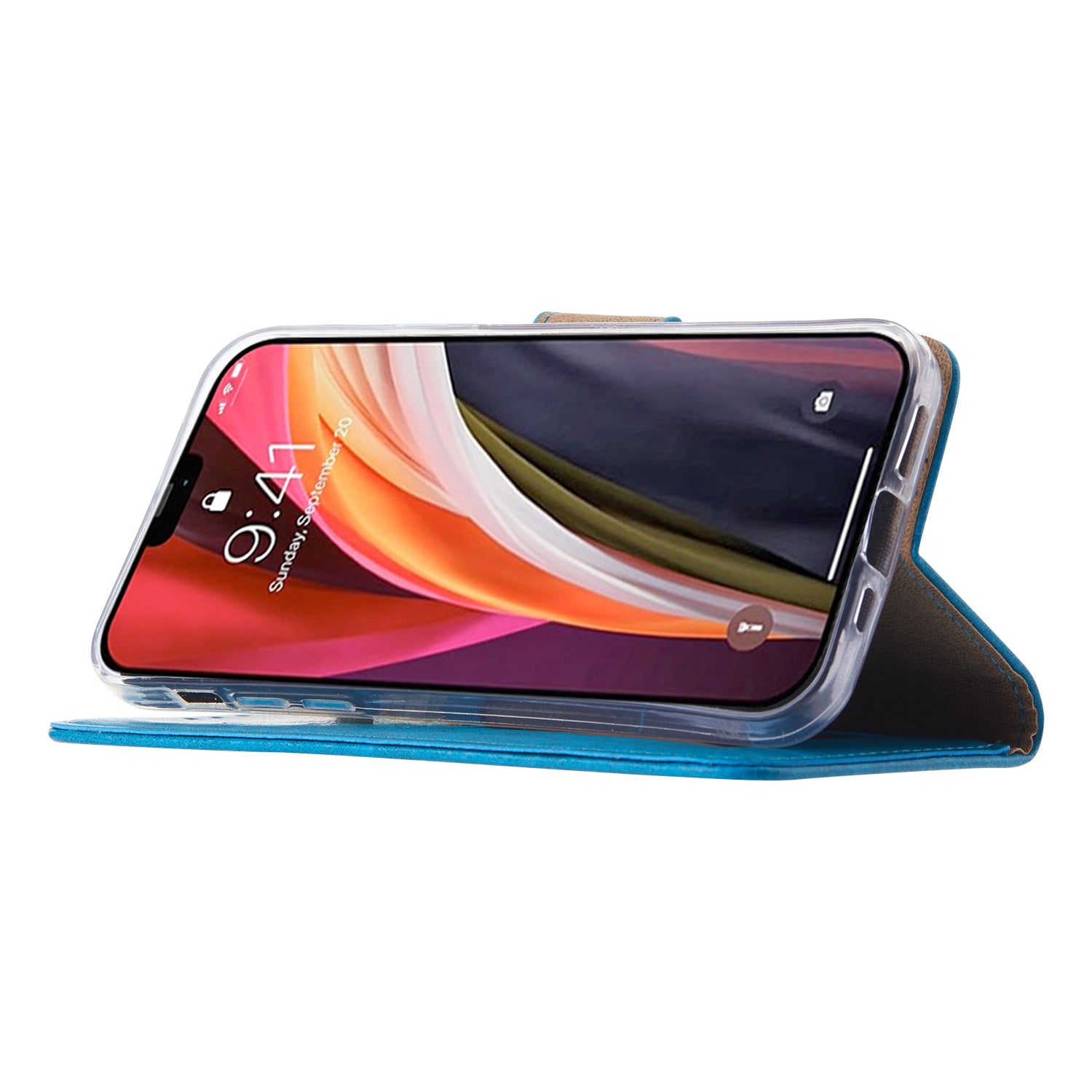 iPhone 12 Pro Max Walletcase Turquoise met Standaard