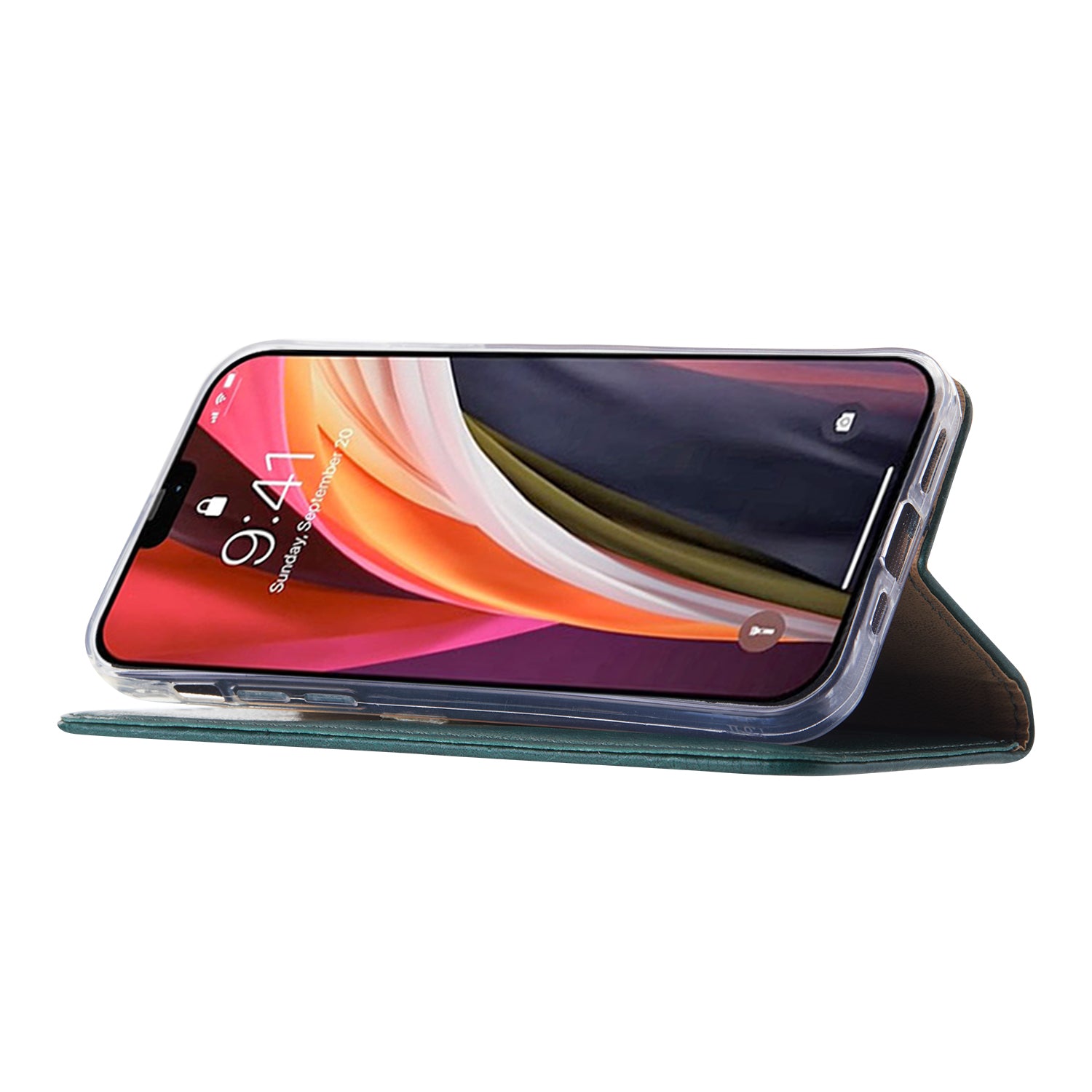 Flipcover iPhone 12 Pro Max Groen met Pasjeshouder