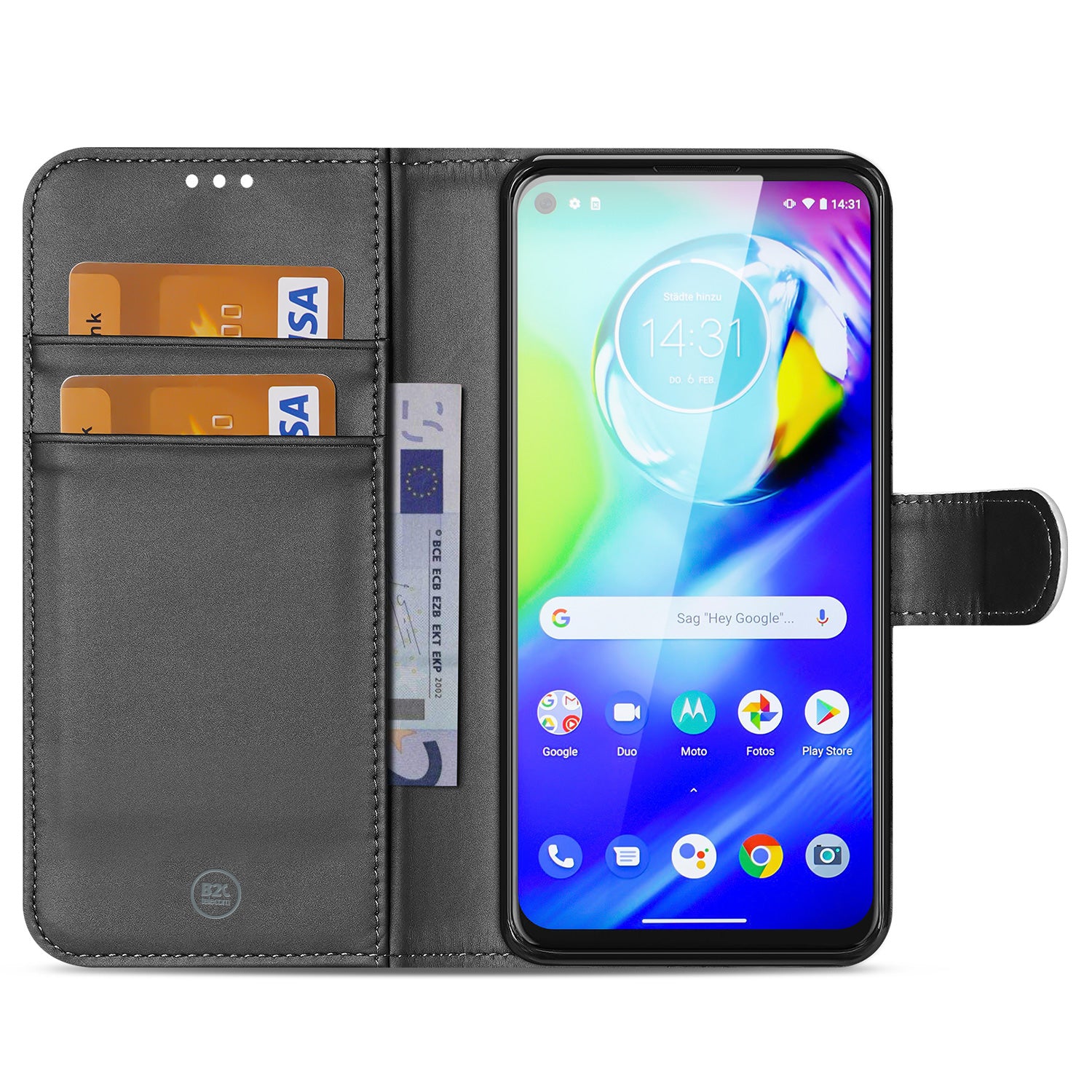 Telefoonhoesje Motorola Moto G8 Power Wallet Bookcase Wit met Pasjeshouder