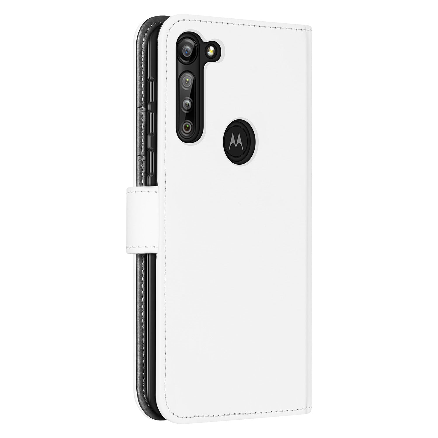 Telefoonhoesje Motorola Moto G8 Power Wallet Bookcase Wit met Pasjeshouder