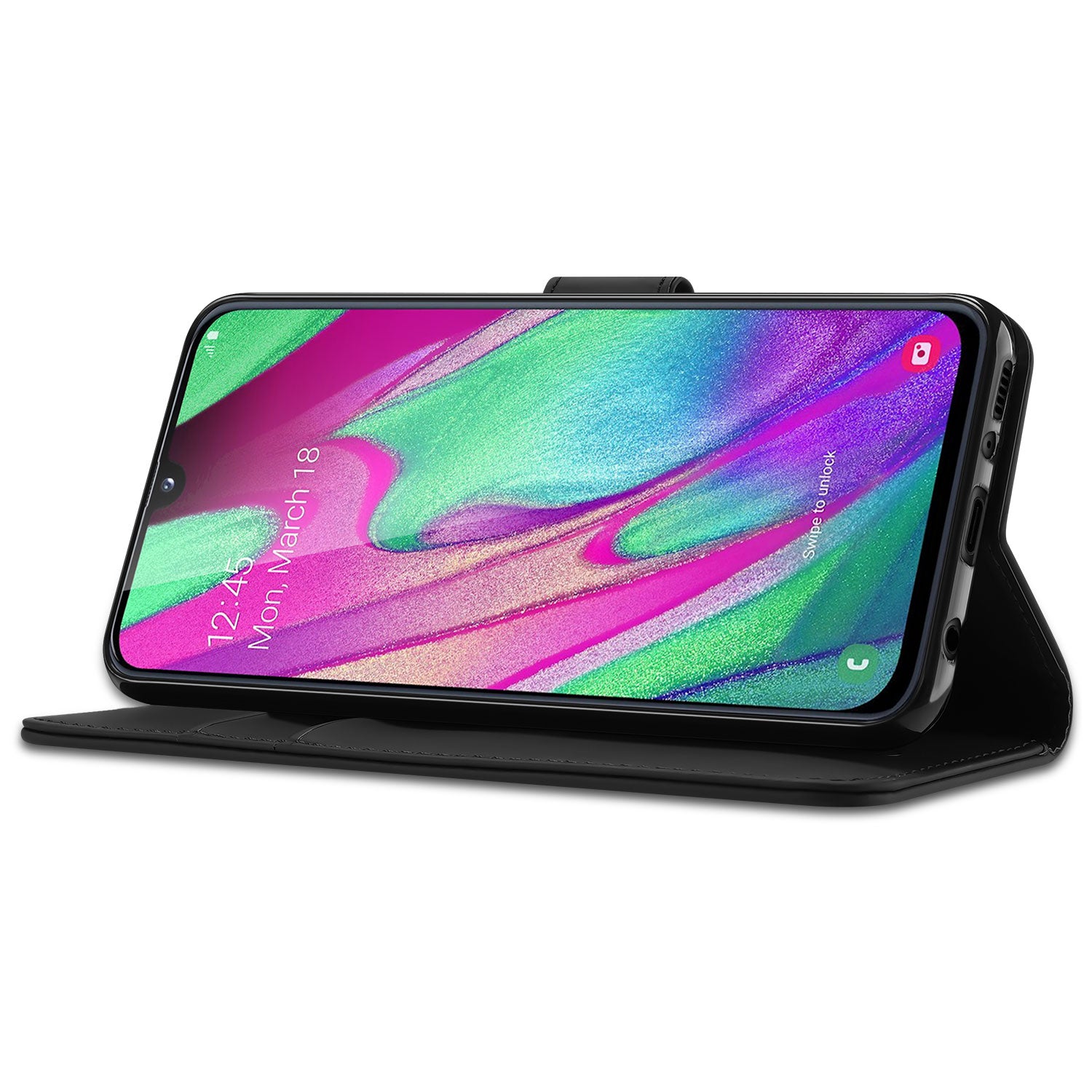 Samsung Galaxy A40 Hoesje Zwart met Pasjeshouder