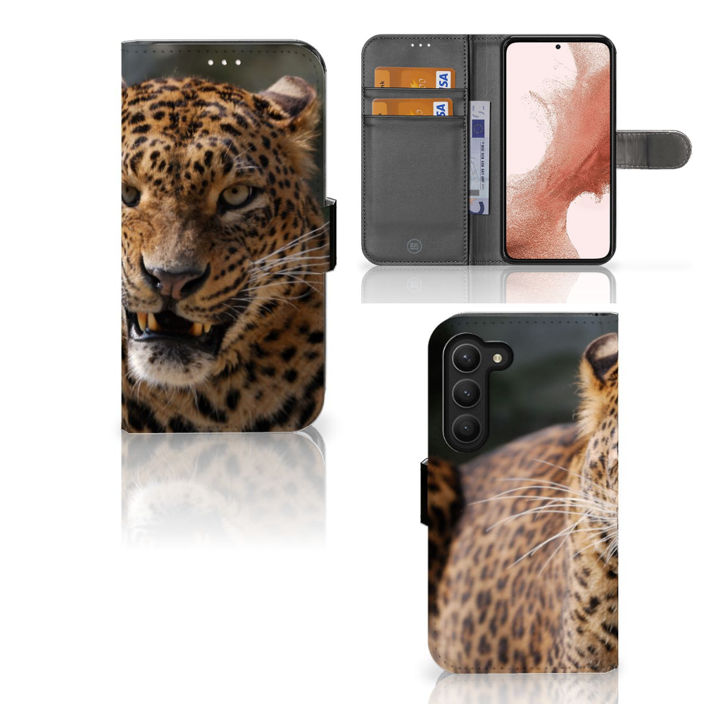 Samsung Galaxy S23 Telefoonhoesje met Pasjes Luipaard