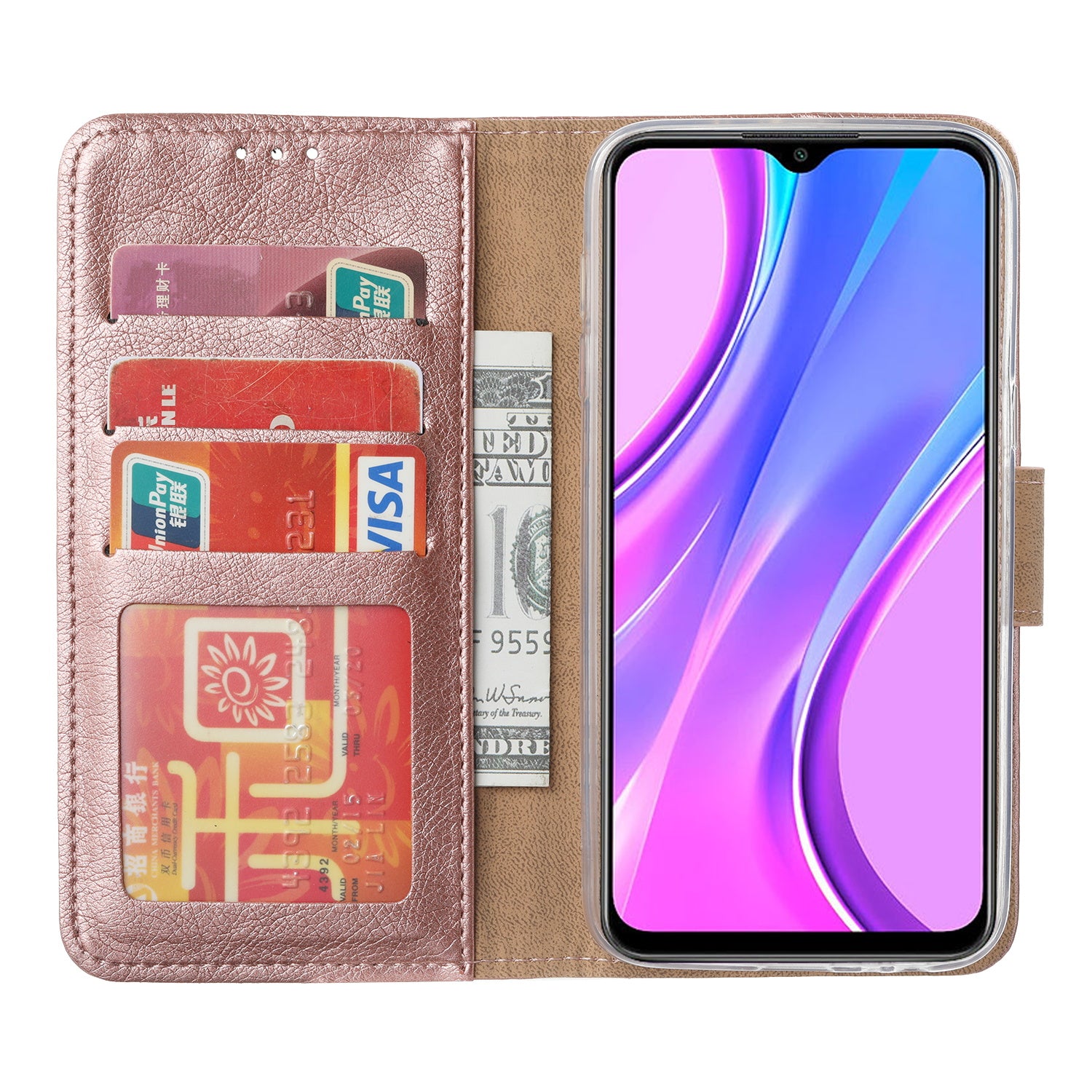 Hoesje Xiaomi Redmi 9 Rose met Pasjeshouder