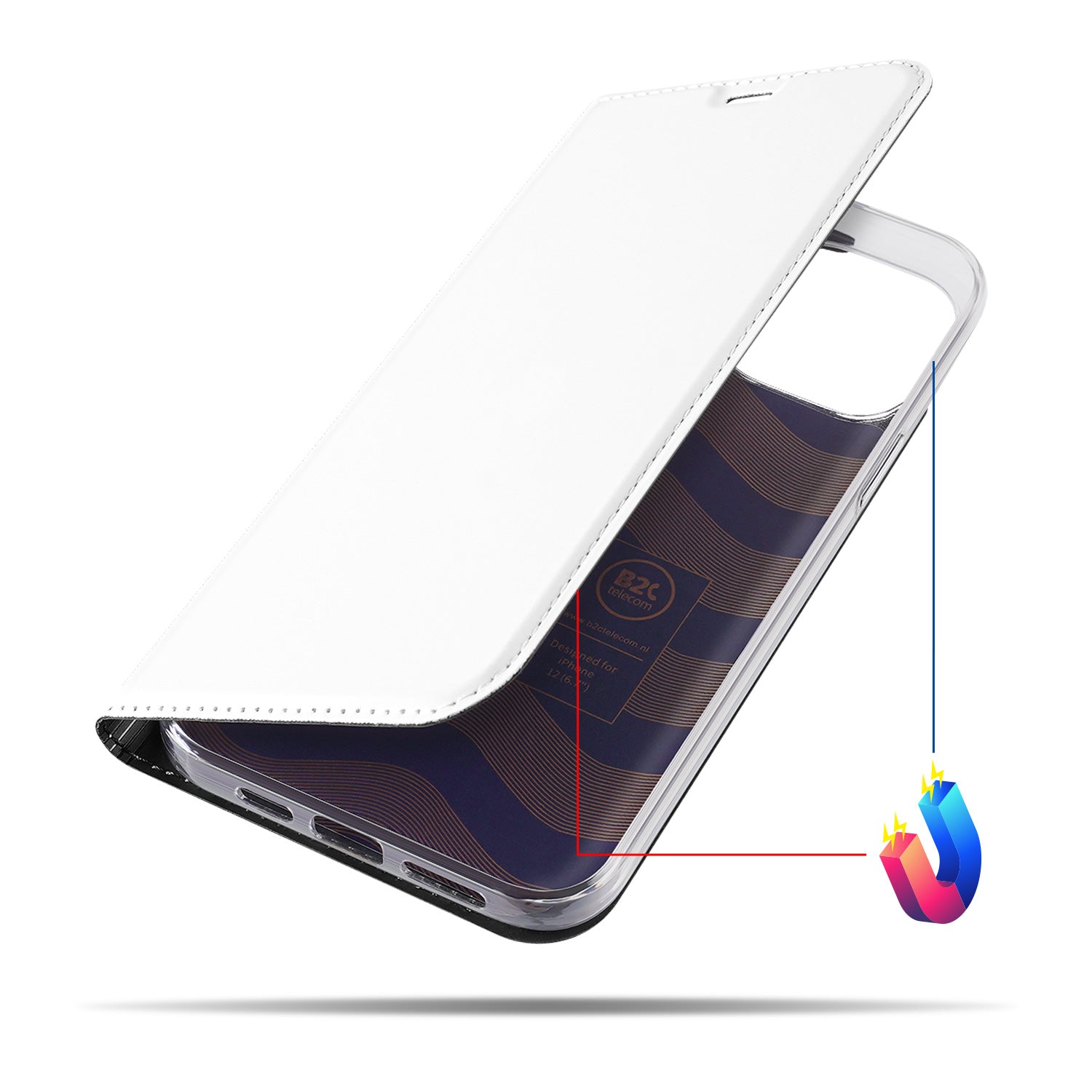 Book Case iPhone 12 Pro Max Hoesje Wit met Pashouder