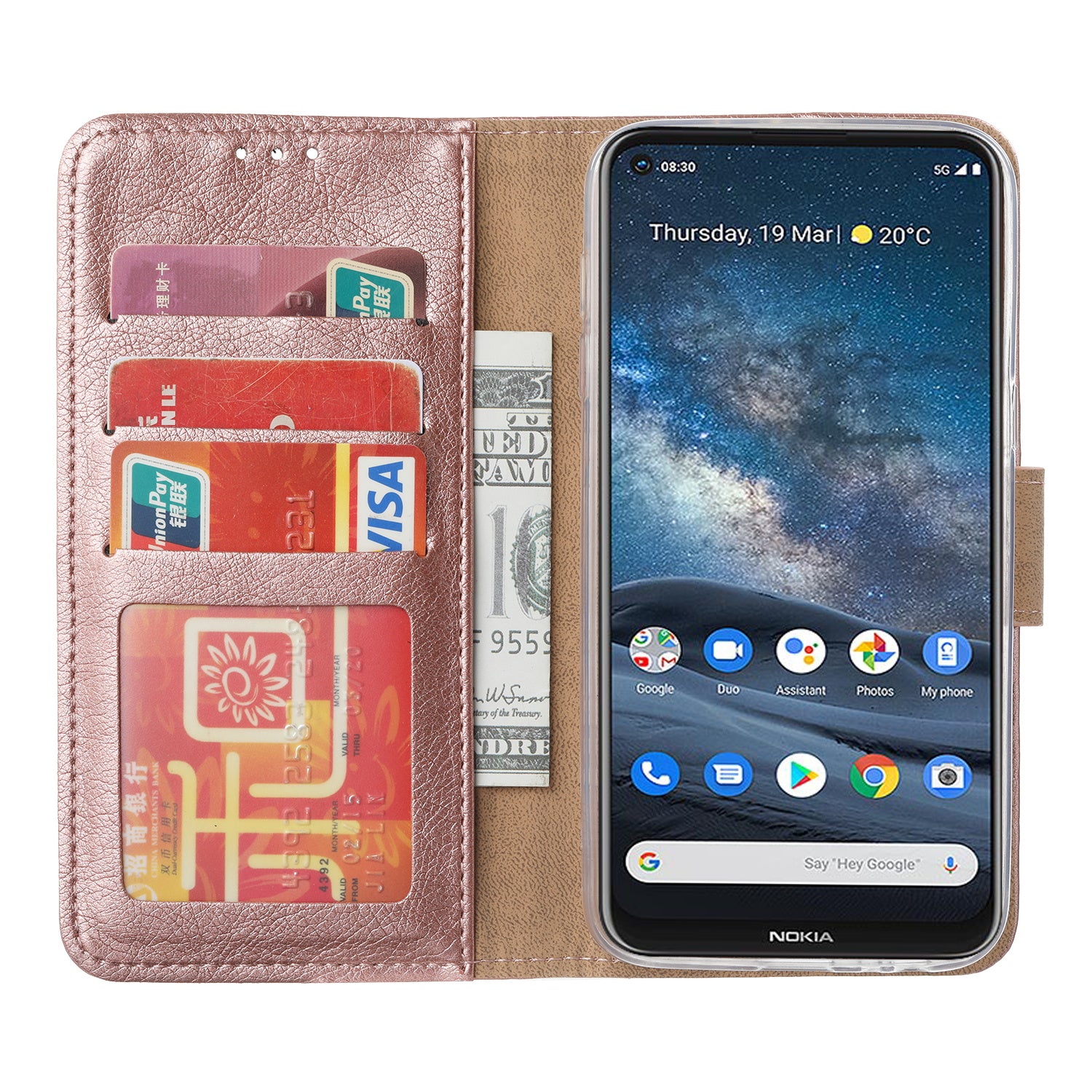 Book Cover Nokia 8.3 Rose met Pasjeshouder