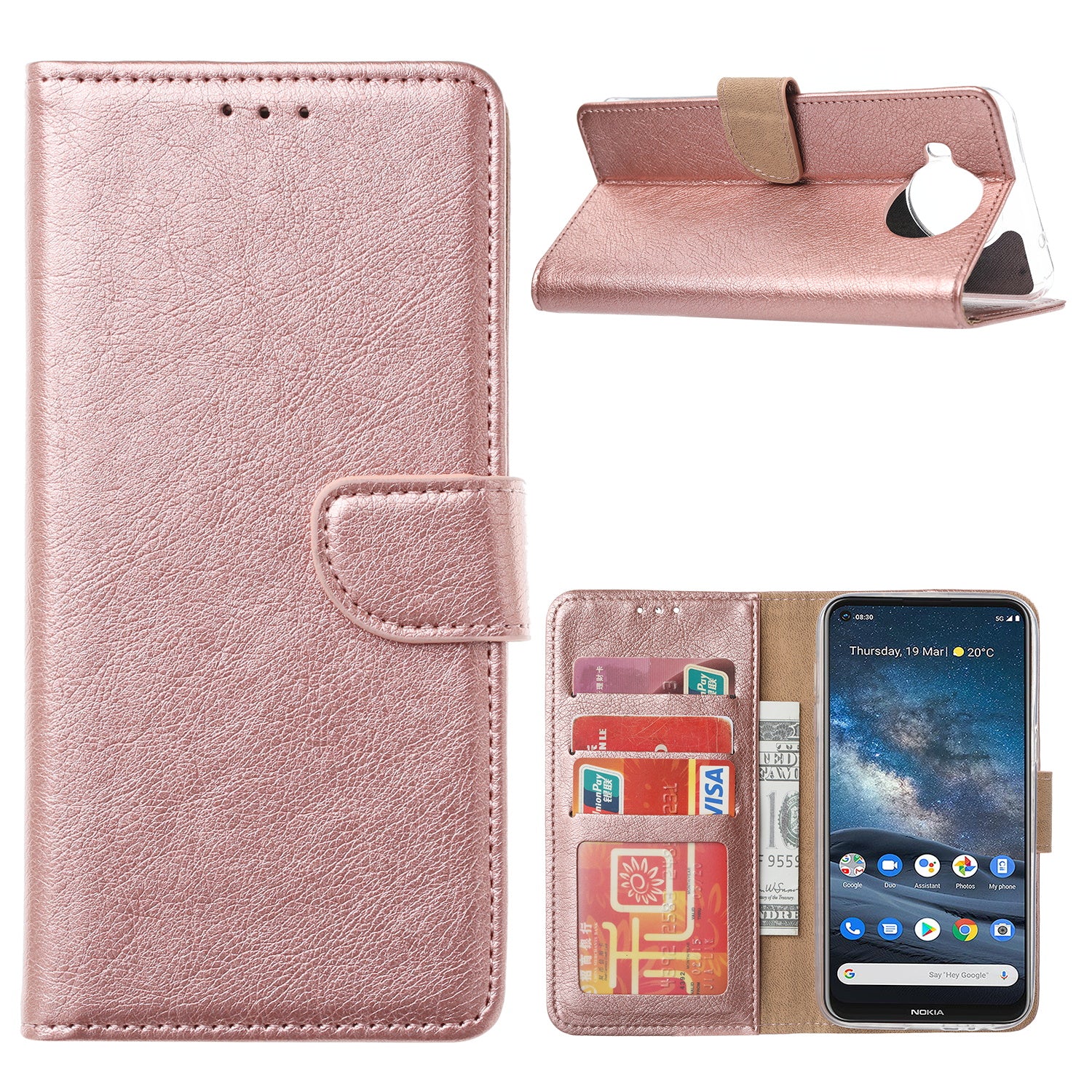 Book Cover Nokia 8.3 Rose met Pasjeshouder