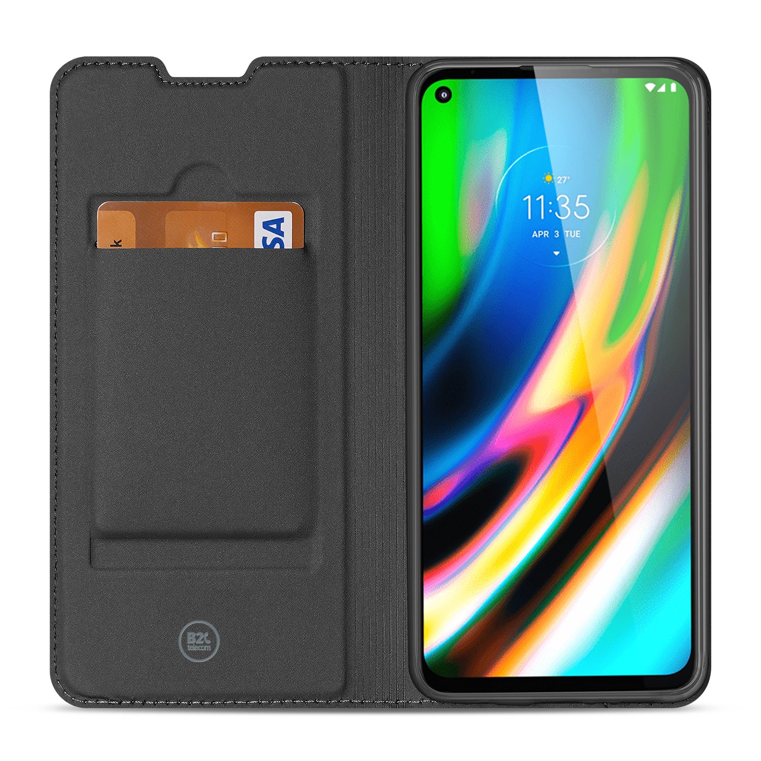 Motorola Moto G9 Plus Book Cover Wit met Pasjehouder