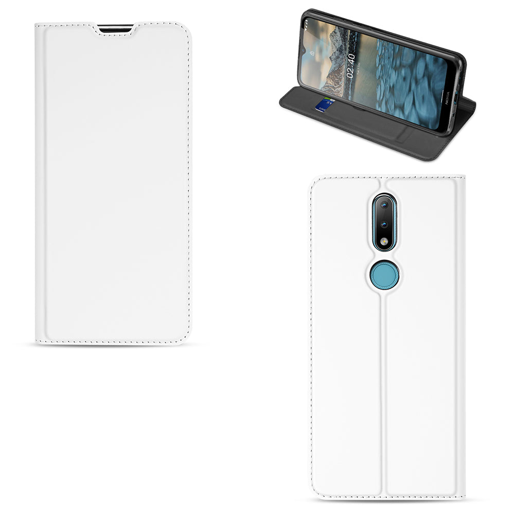 Bookcover Nokia 2.4 Hoesje Wit met Pashouder