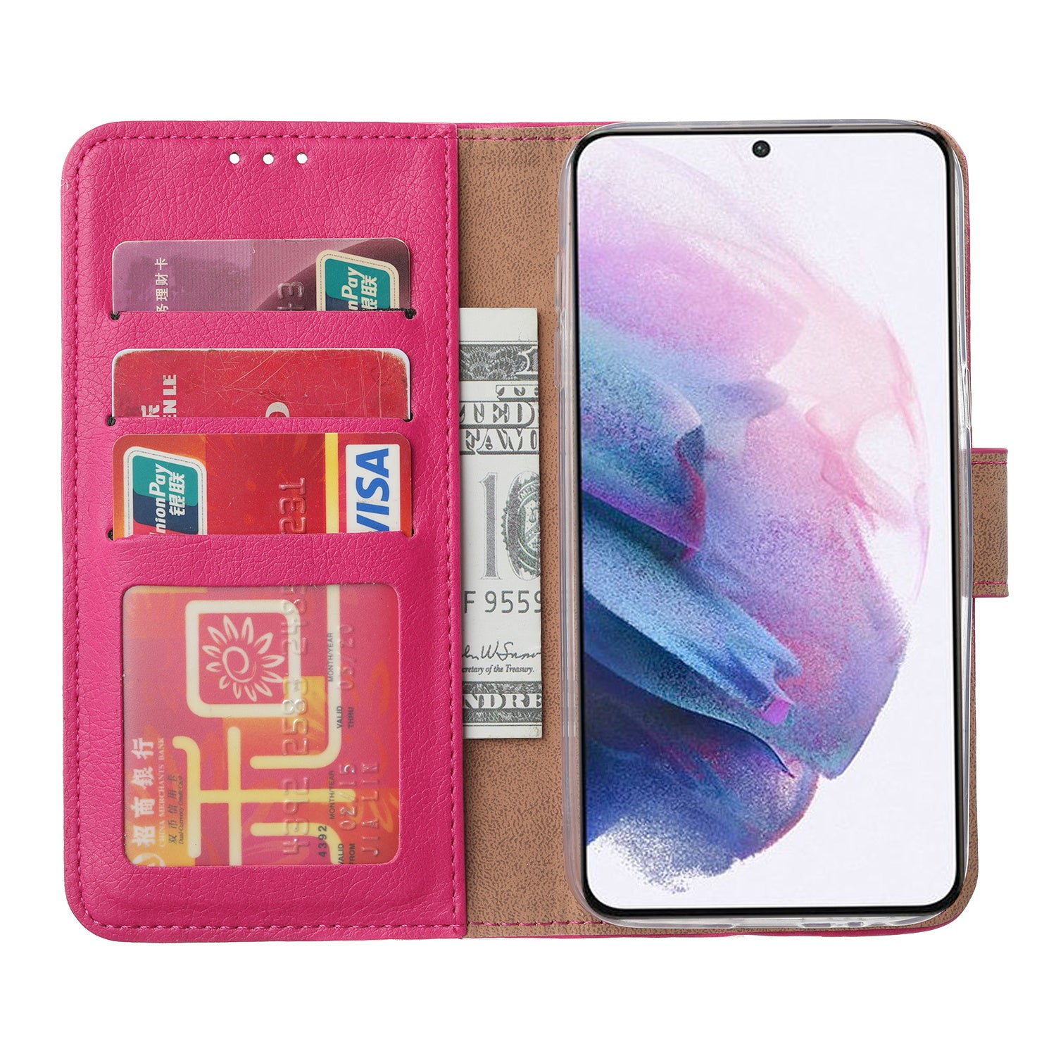 Samsung Galaxy S21 Bookcase Roze met Pasjeshouder