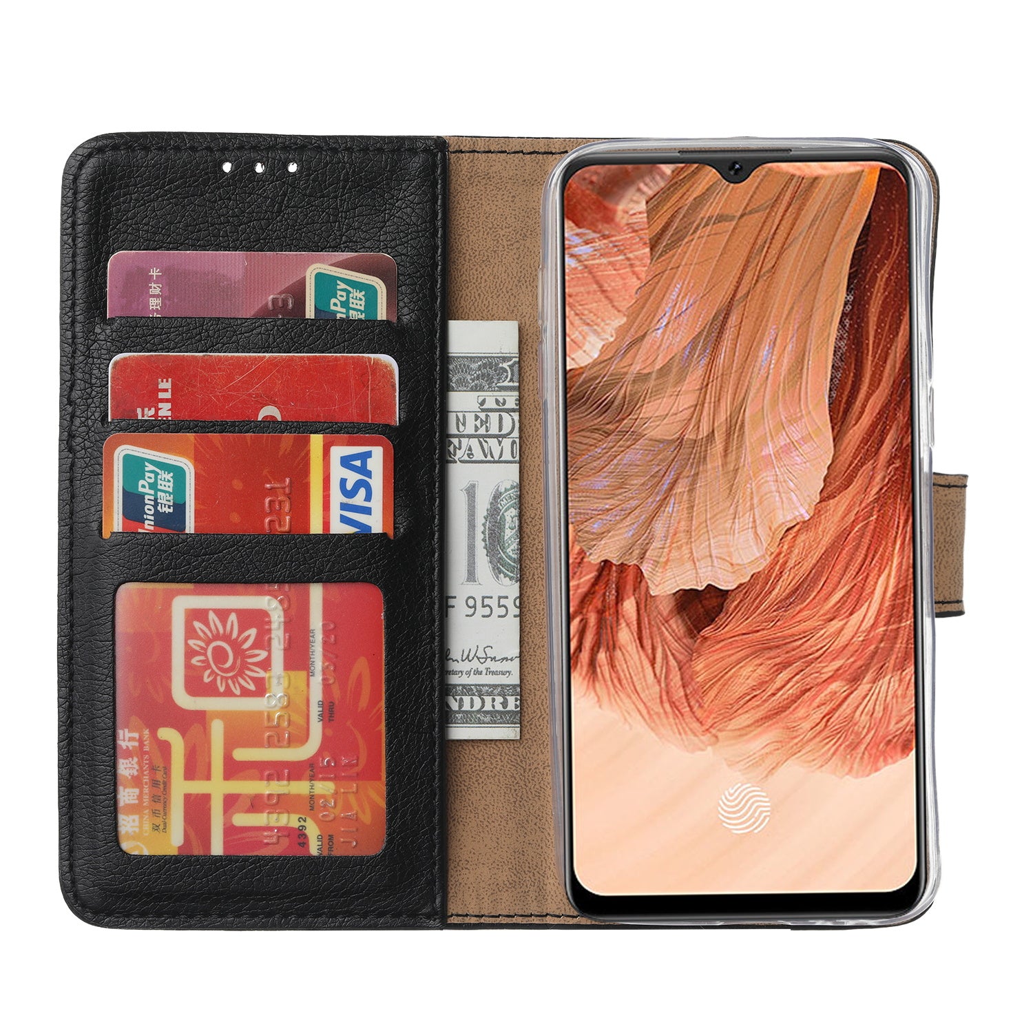 OPPO F17 Hoesje Zwart met Pasjeshouder