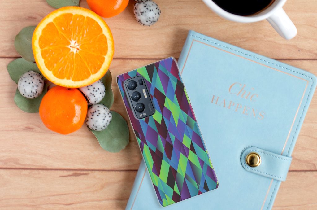 OPPO Find X3 Neo TPU Hoesje Abstract Green Blue B2C Telecom